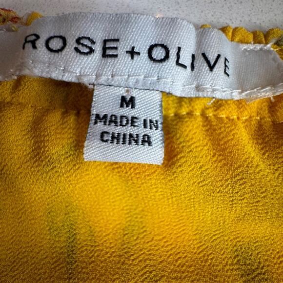 Rose + Olive Sz Med Yellow Floral Sleeveless Top Feminine - Picture 11 of 11